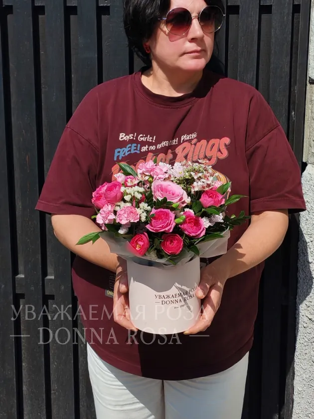 Композиция в коробке «Розовое облачко»