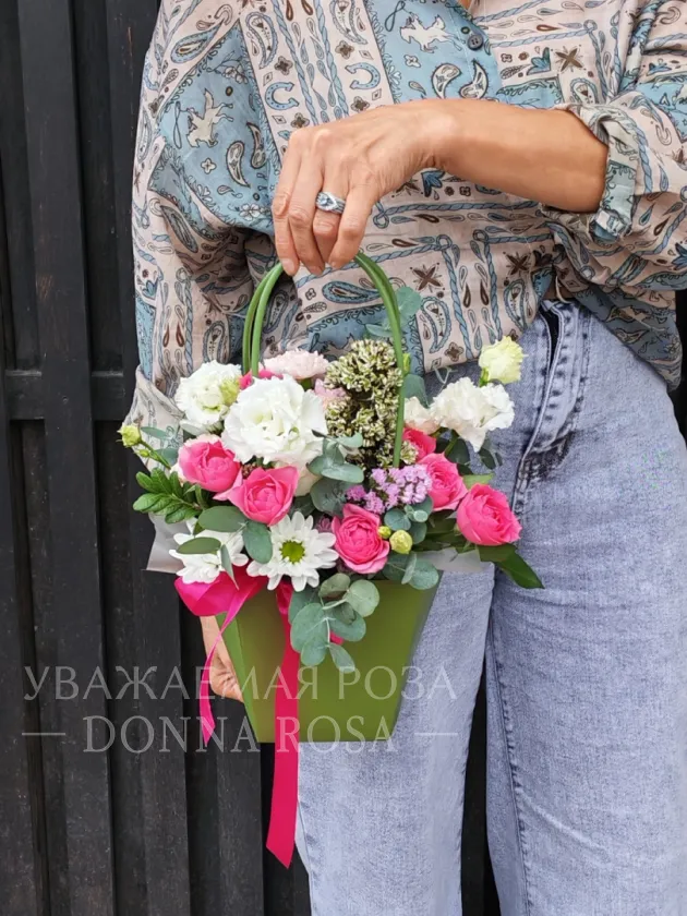 Композиция в сумочке «Розовый акцент»