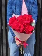 Букет с французскими розами «Малиновая радость»
