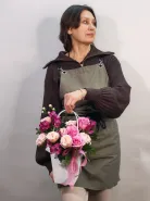 Композиция в сумочке «Розовый микс»