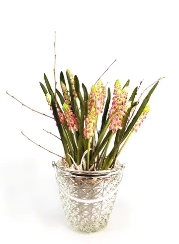 Композиция в хрустальном кашпо 33х20 от интернет-магазина цветов в 